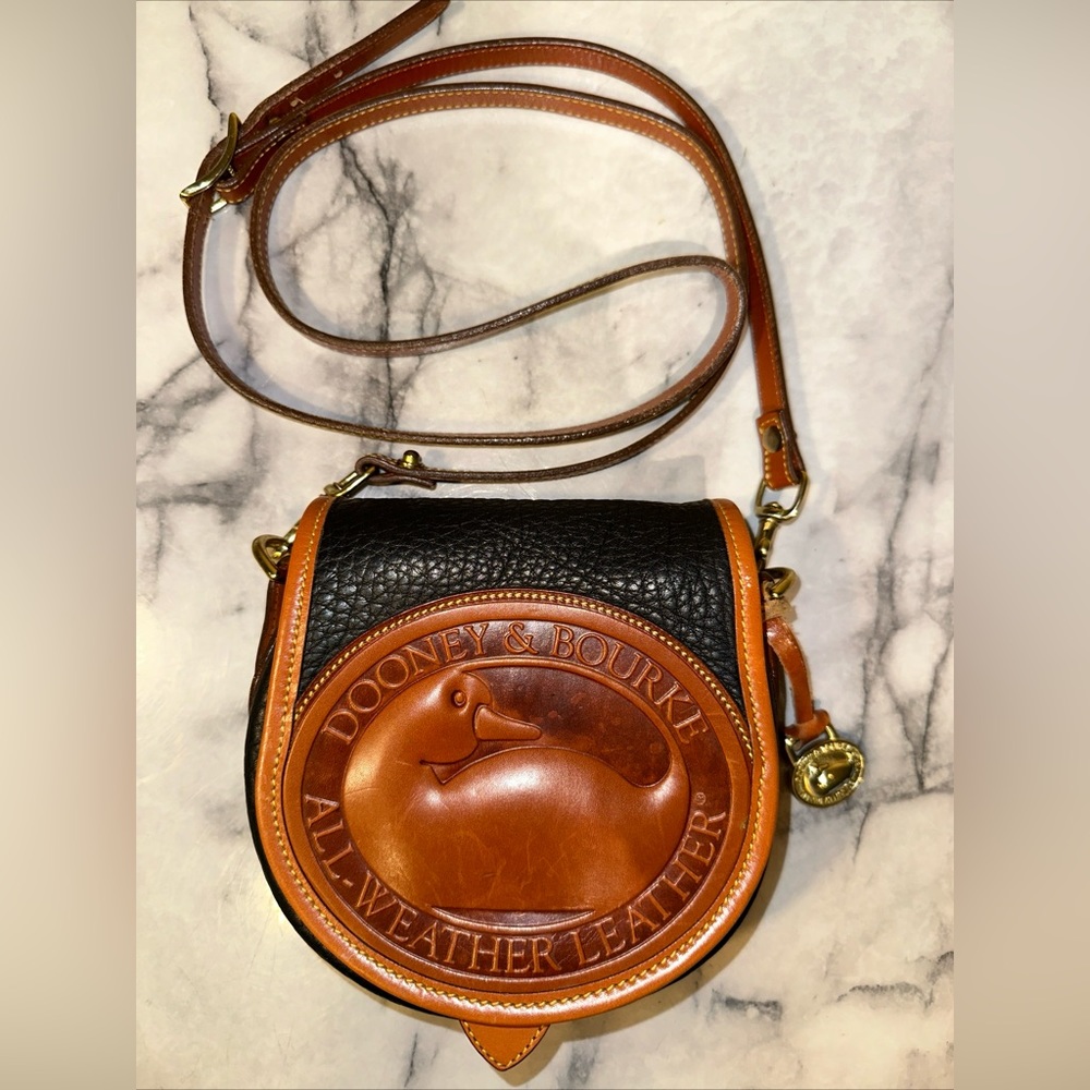 Vintage 1996 Dooney & Bourke Big Duck Crossbody Navy black Shoulder Bag NearMint